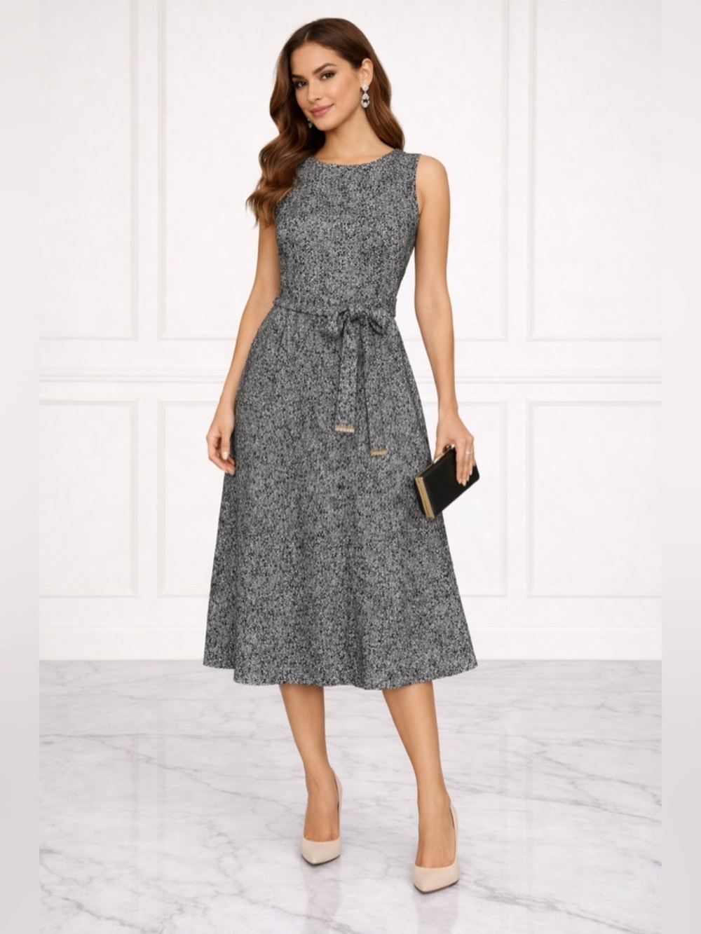 Calvin Klein Charcoal Midi Dress